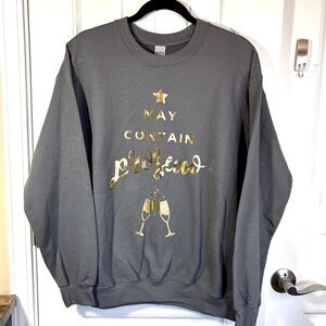 Gildan Boutique Gray Long Sleeve Sweatshirt May Contain Prosecco Size M …